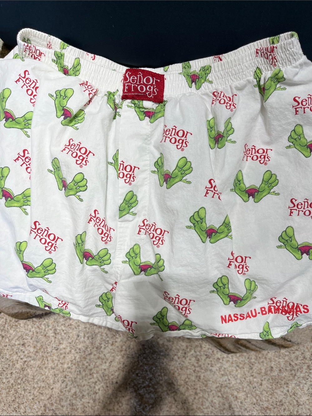 Women's White & Green Printed Sleep Shorts